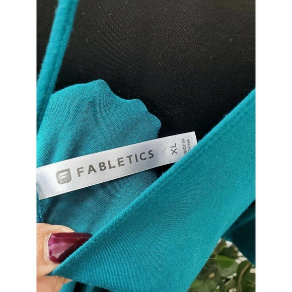 Fabletics Women's Green Rayon Scoop Neck Short Sleeve Knee Length Dress Size XL - Picture 6 of 9